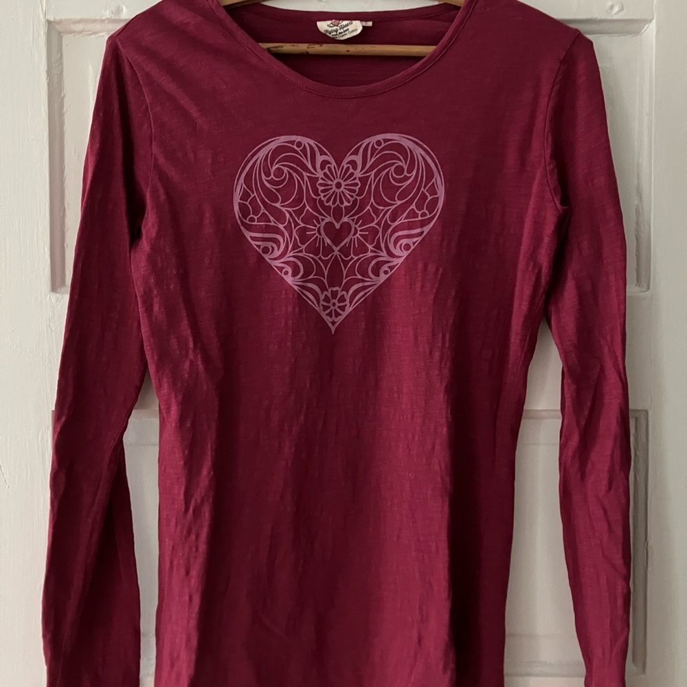 Maroon Long Sleeve - Small Women’s - 100% Organic Cotton T-Shirt